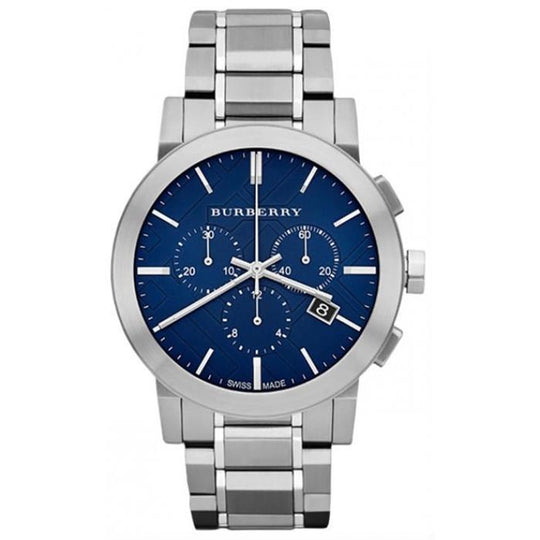 Burberry BU9363 Blue Dial Large Check Stainless Steel Men's Watch