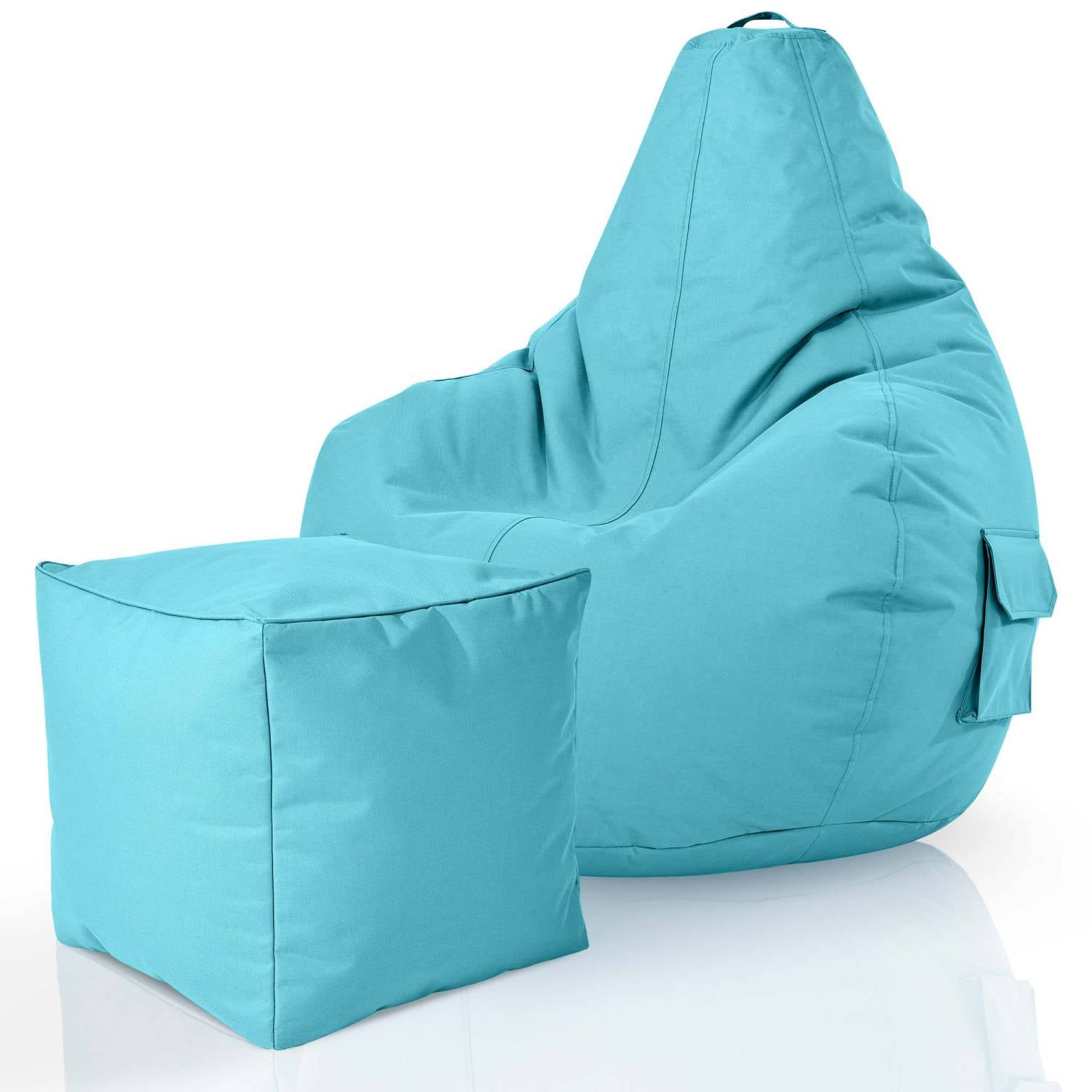 Gaming Bean Bag with Backrest, Side Pocket & Cube Stool