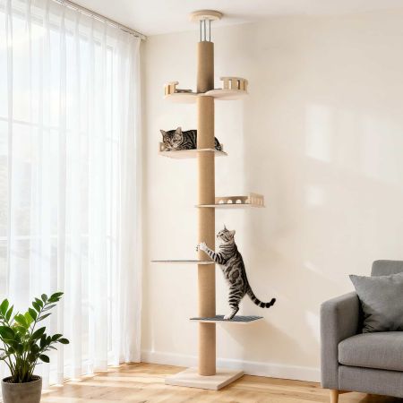 Veehoo Stabiler verstellbarer Decken-Katzturm