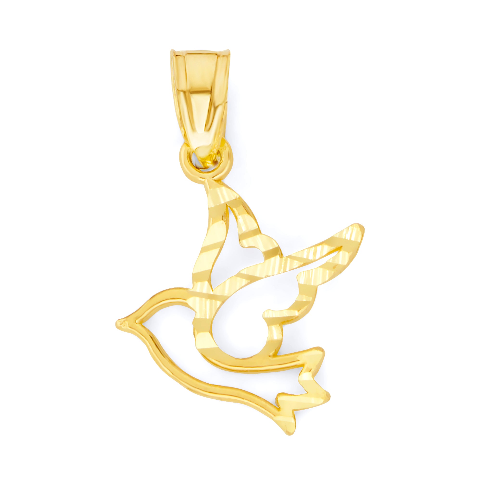 10k/14k Solider Roségold Taube Anhänger - Diamantschliff Tier Charm