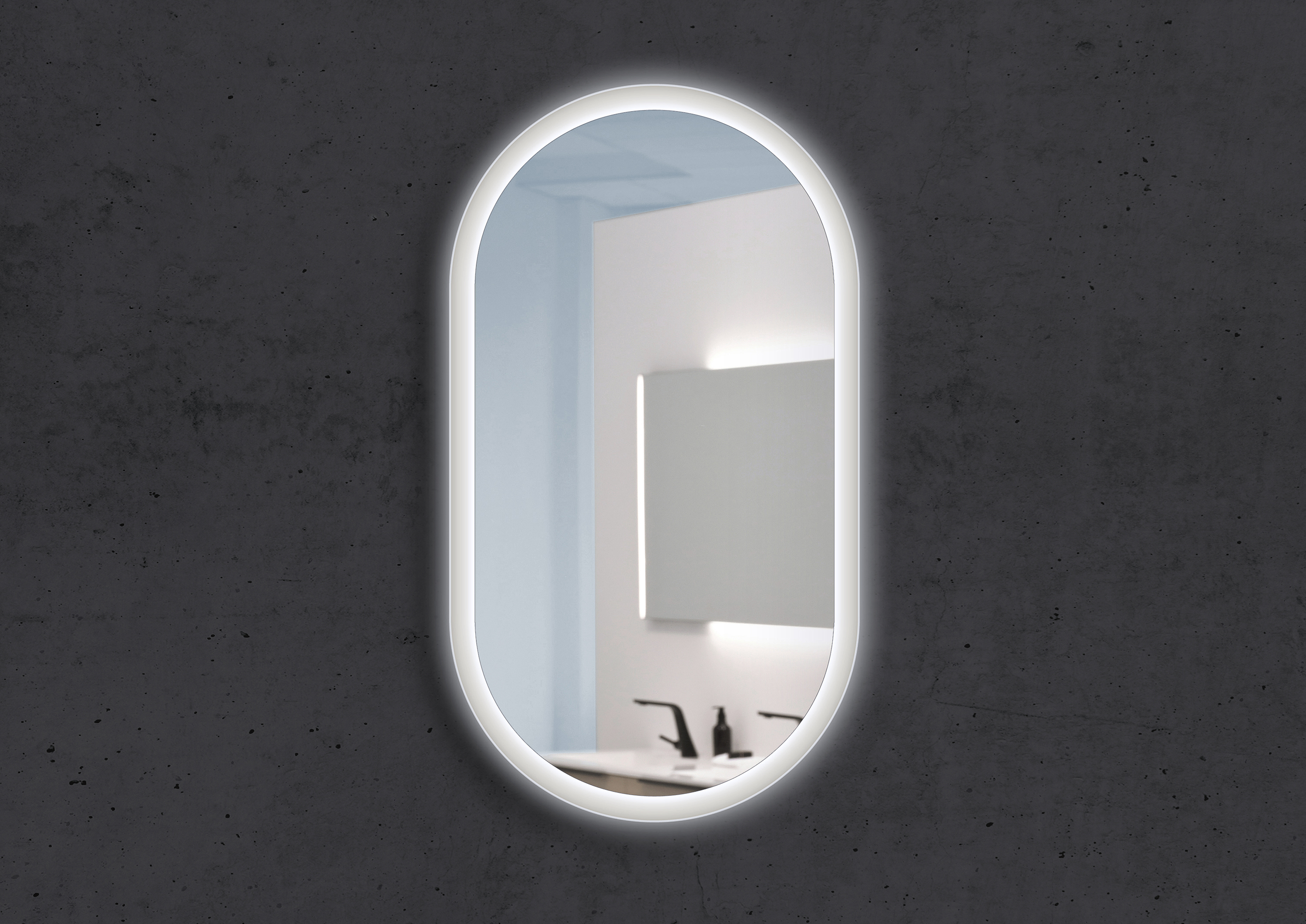 Design LED Light Mirror Oval 50x90cm with Sensor Switch and Memory Function