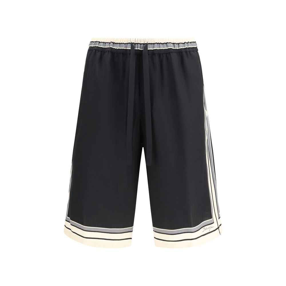 Dolce & Gabbana Schwarze Seiden-Bermuda-Shorts
