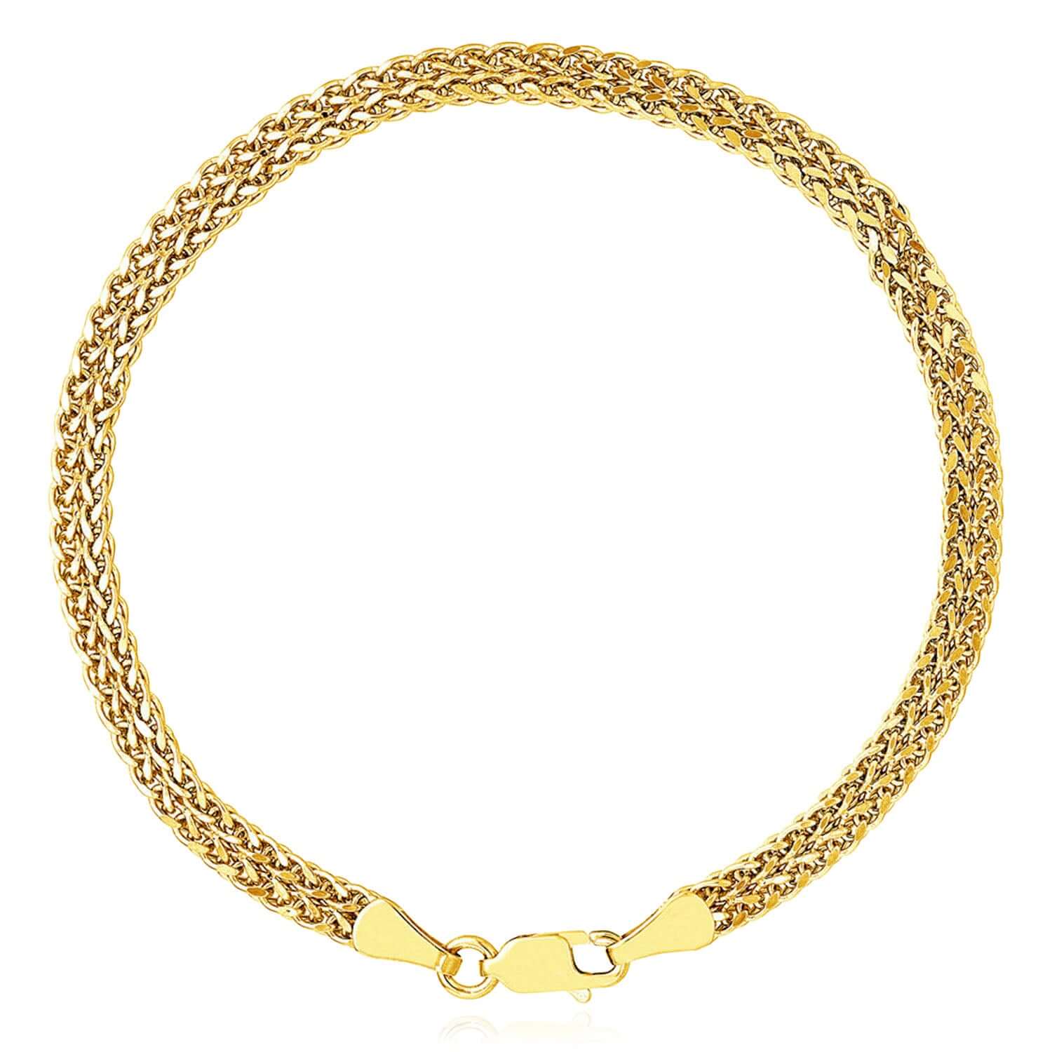 10K Gelbgold 4mm Zwei-Reihen Weizenkette (Hohl) 7.5"