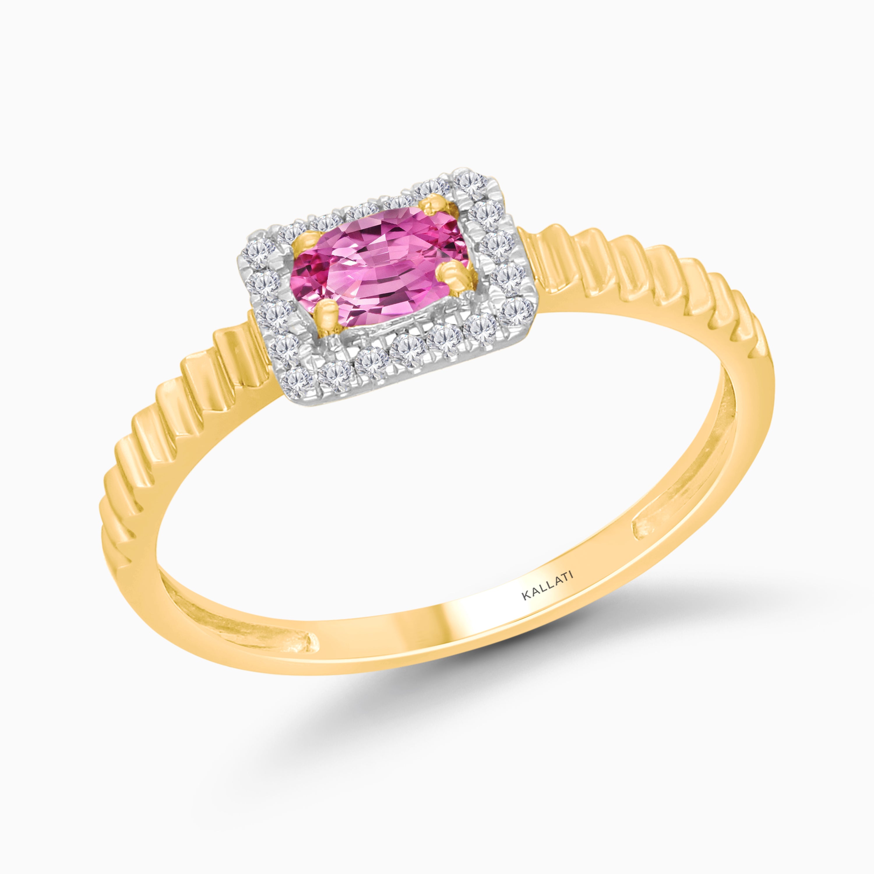 Diamant-Porträt Pink Saphir Ring