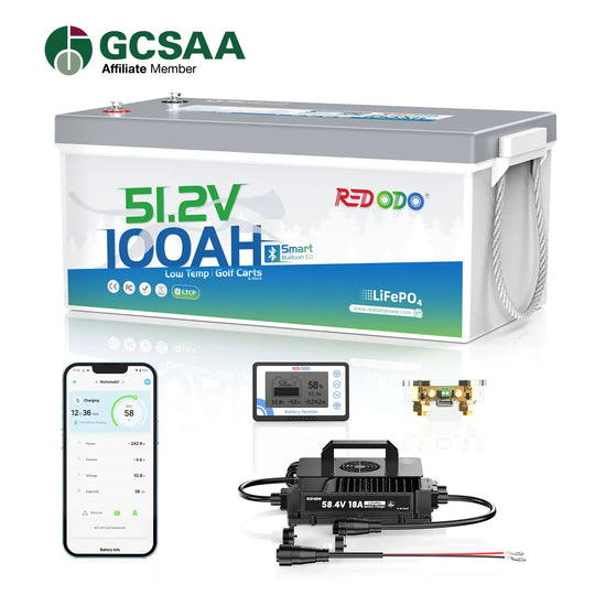 Redodo 48V 100Ah Bluetooth Golf Cart Lithium Batterie Umrüstsatz