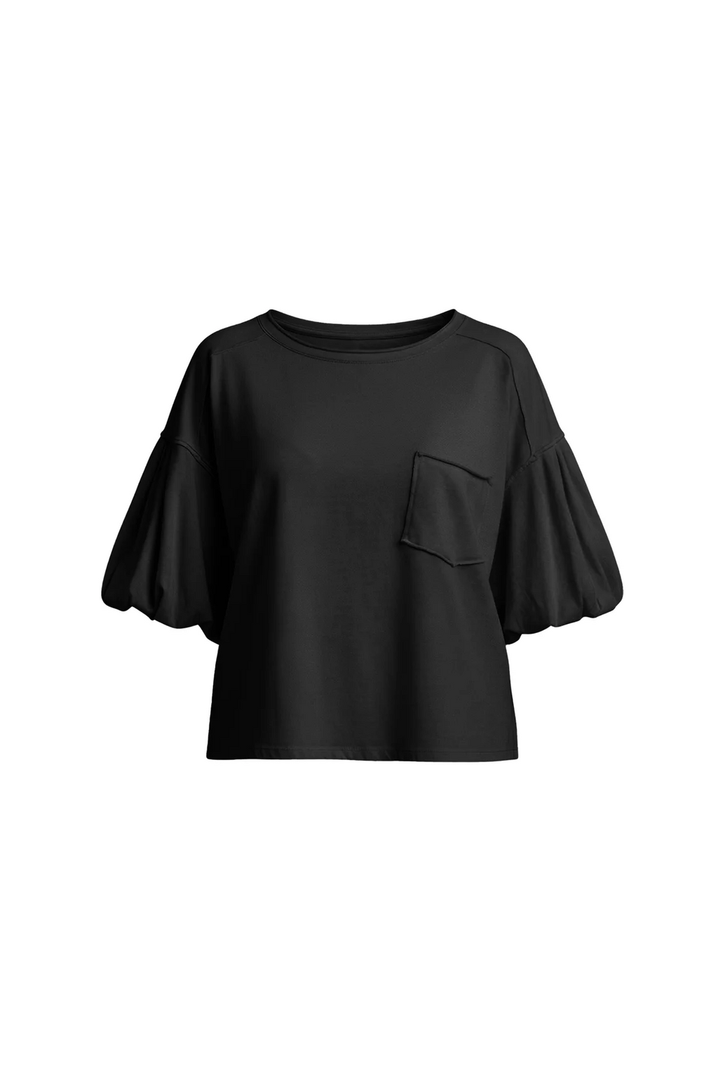 Damen Schwarz Puff Kurzarm T-Shirts