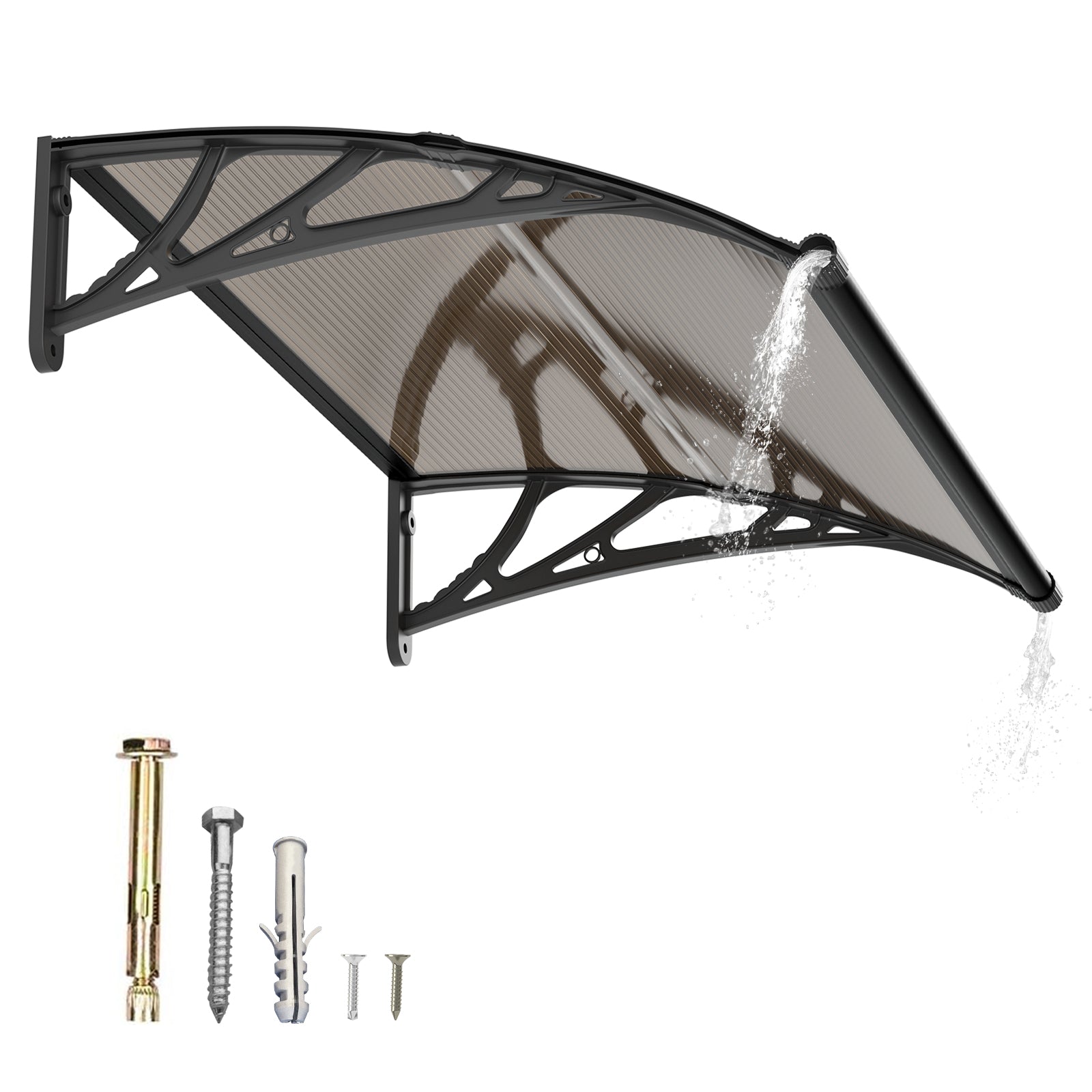 Dawning Home Fensterüberdachung – Polycarbonat-Hohlplatte mit ABS-Halterung und separatem Drainagesystem