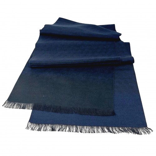 Silk Flannel Scarf Black Dark Blue Rhombus