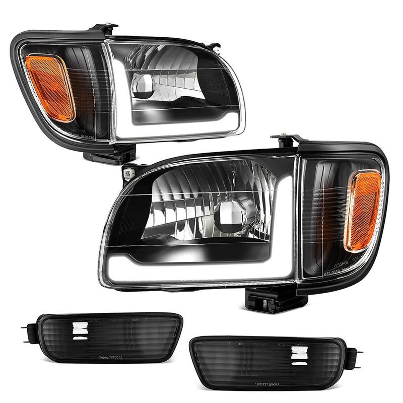 YITAMOTOR LED DRL 2001-2004 Toyota Tacoma Scheinwerfer-Set Pickup Schwarz Gehäuse + Stoßstangenlichter