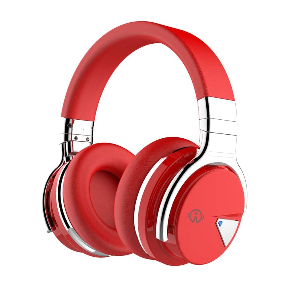 E7 Active Noise Cancelling Wireless Bluetooth Over-ear Headphones, Red