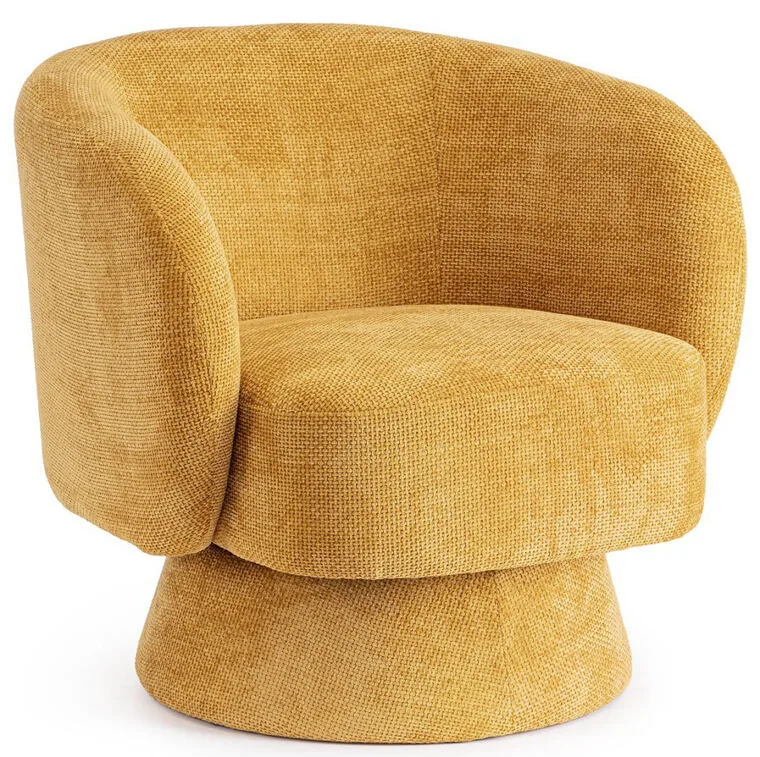 Design Armchair 'Julienne', Chenille Mustard Yellow