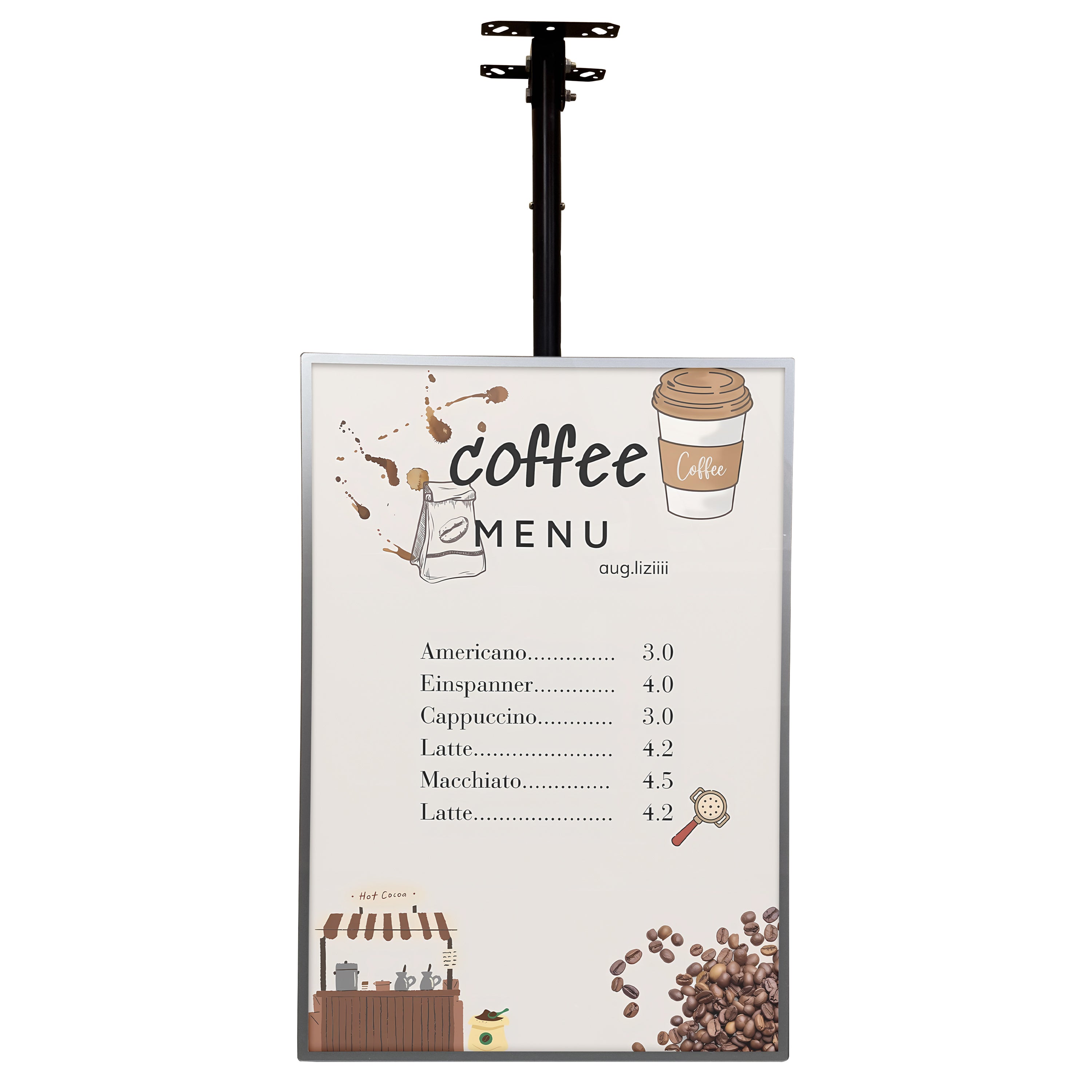 CERES Top-Hanging Menu Board Display Spliced Available Advertising Light Box Sign for Shops - Indoor Use Only