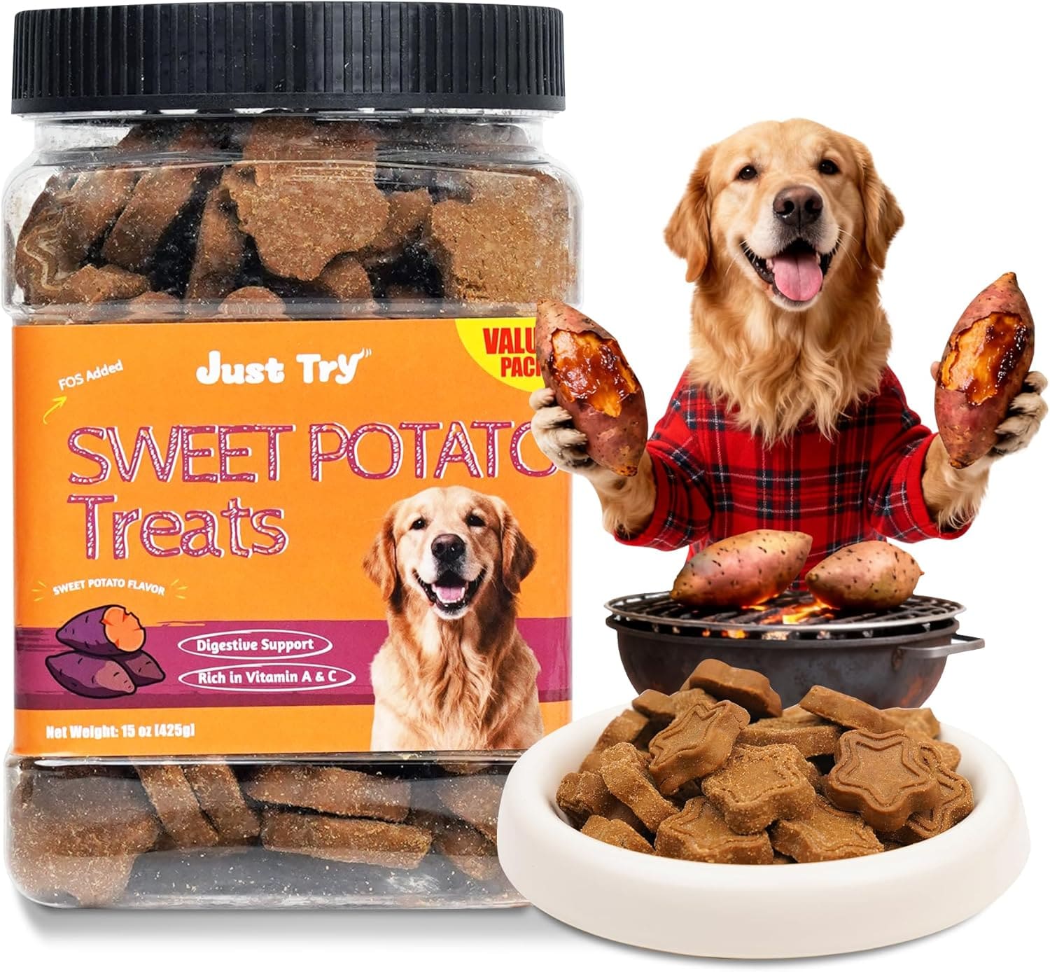 Just Try Süßkartoffel-Hundesnacks zur Darmgesundheit | Gesunde Trainingskekse