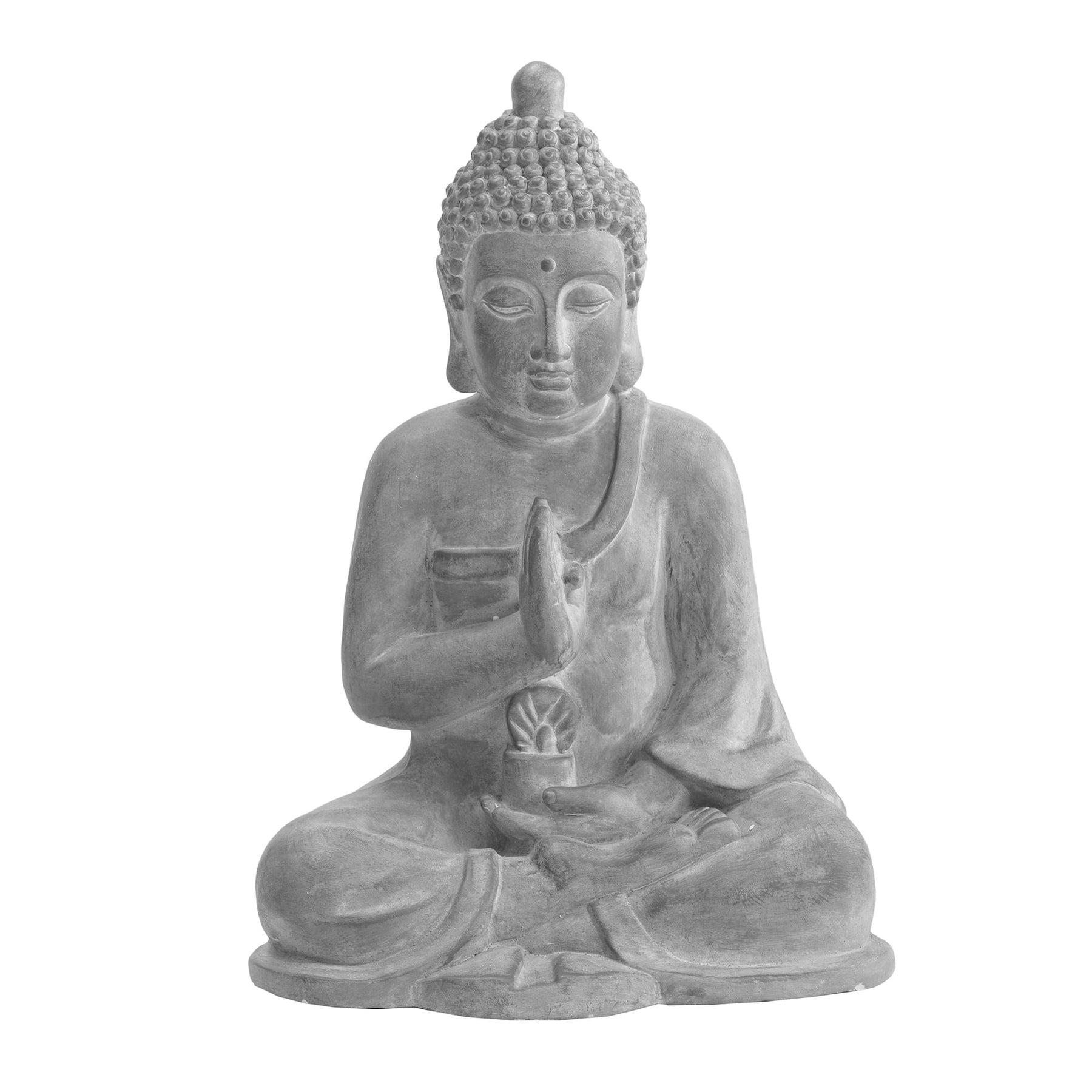 Meditating Buddha Garden Figure in Clay
