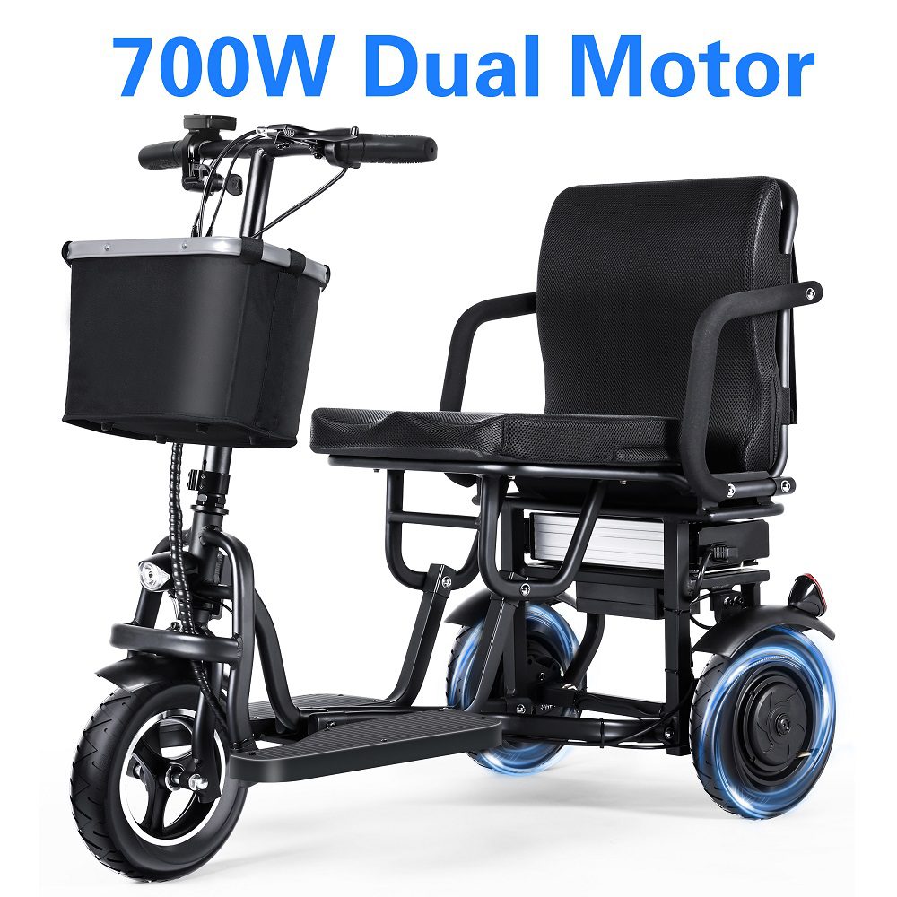 TopMate ES11 3-Rad-Elektro-Scooter - Leichter faltbarer Dual-Motor-Mobilitätsscooter