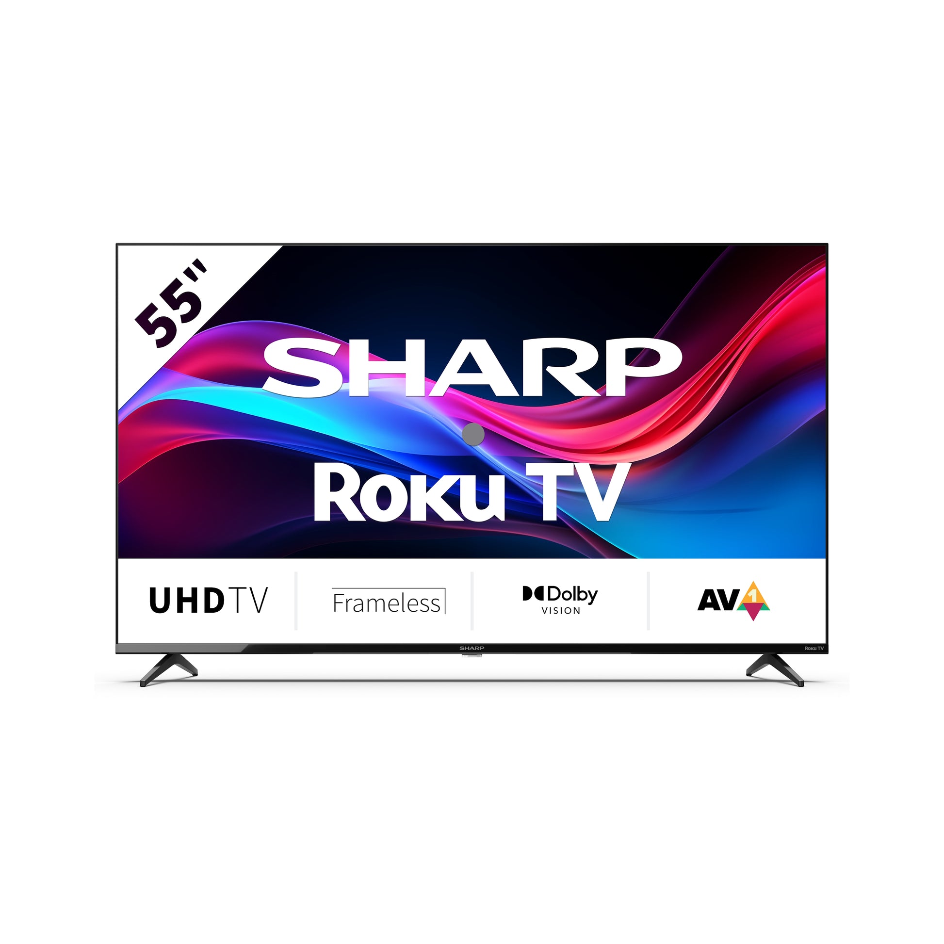 55 Inch 4K Roku Smart TV – Frameless TV with HDR10 & Dolby Vision