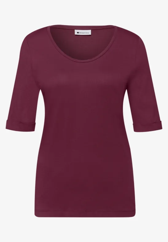 T-Shirt mit Turn-Up - Bordeaux