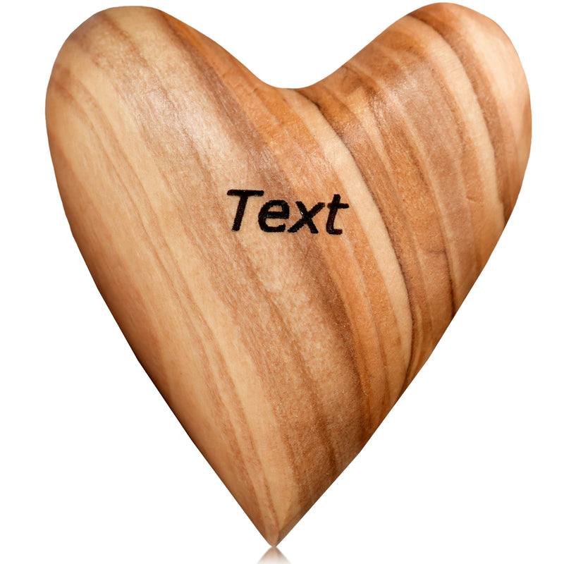 Personalized Olive Wood Heart Palm Stone with Engraving