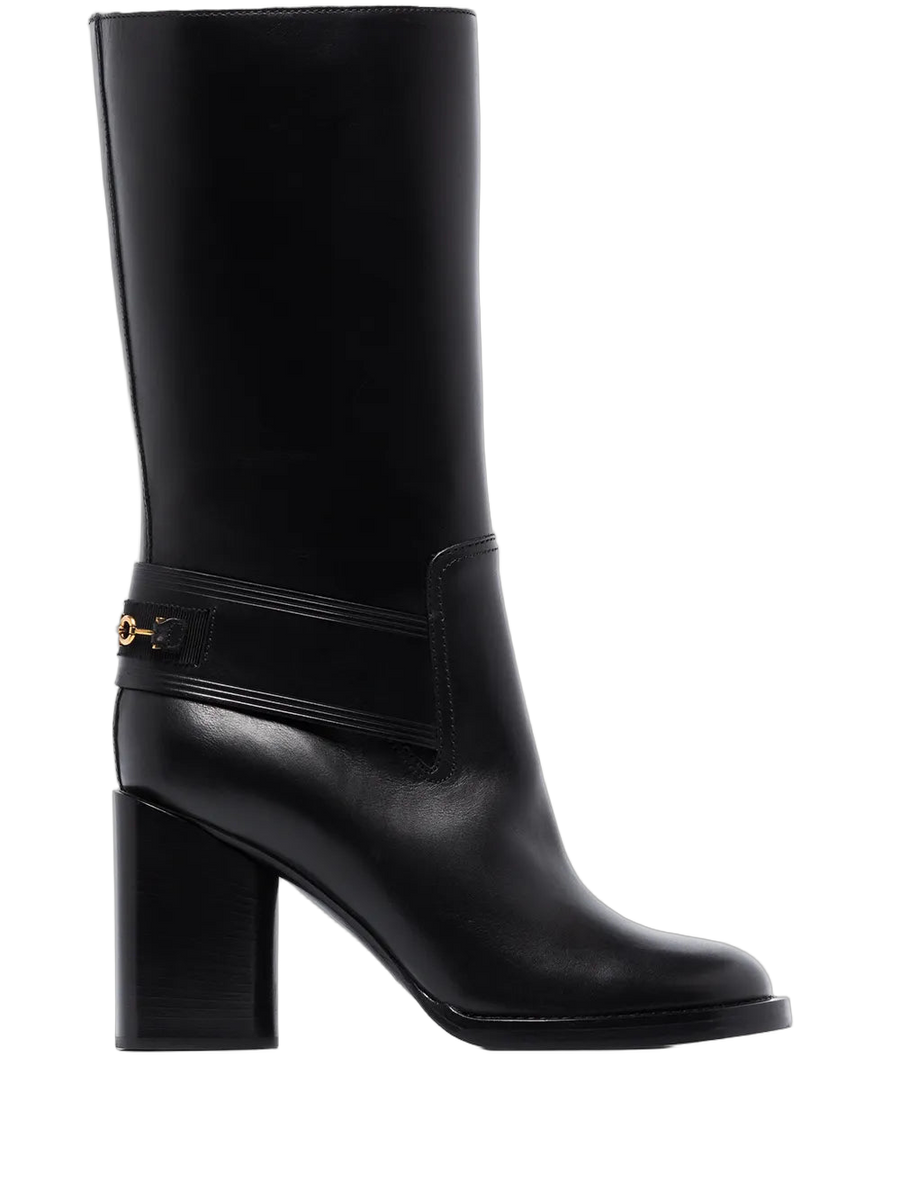 Ferragamo Gancio Horsebit Stiefel — Schwarz