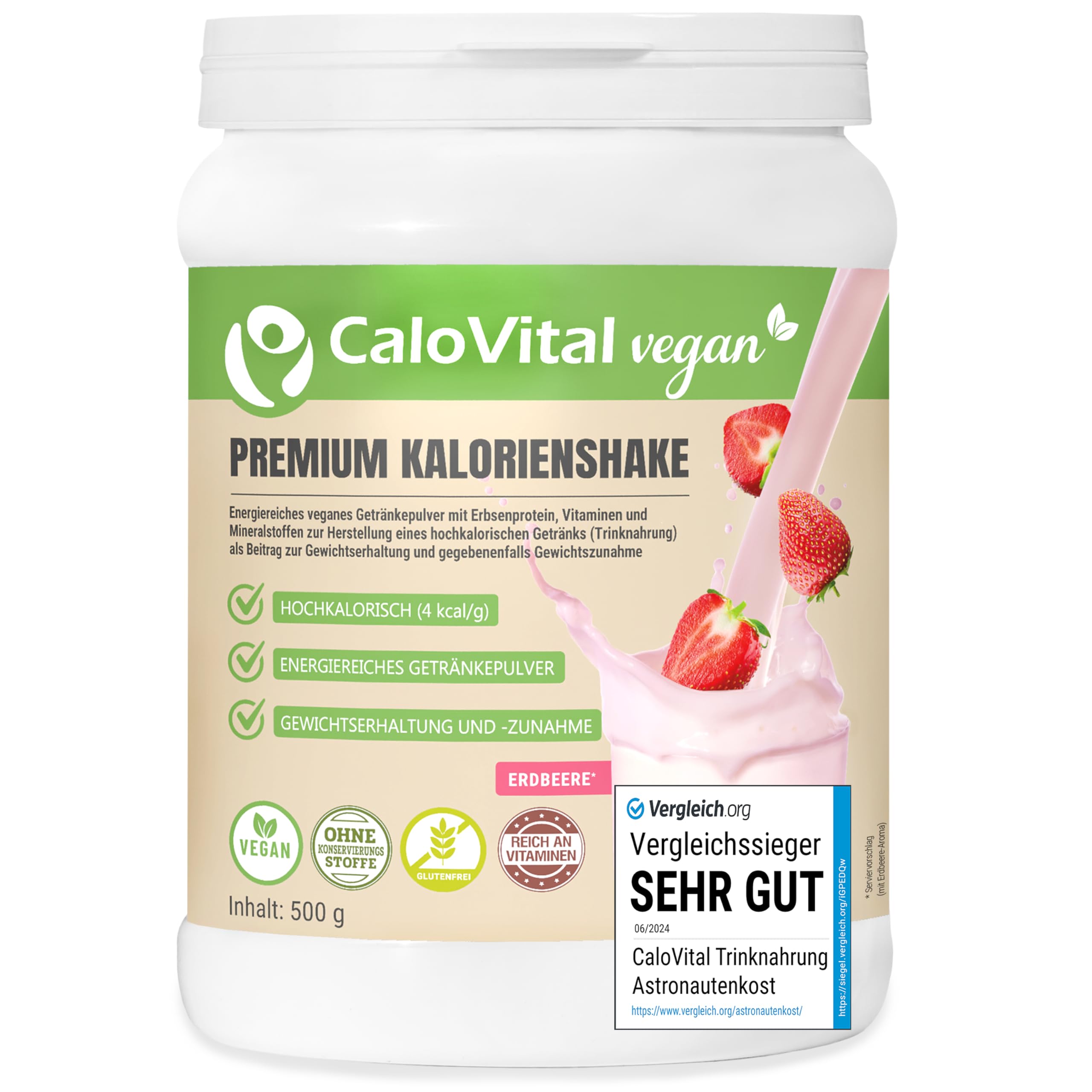 CaloVital Vegan | Laktosefreie hochkalorische Trinknahrung als Kalorien Shake zum Zunehmen | Astronautennahrung Trinkmahlzeit mit Kohlenhydrate Protein Vitamine & Mineralstoffe Hochdosiert
