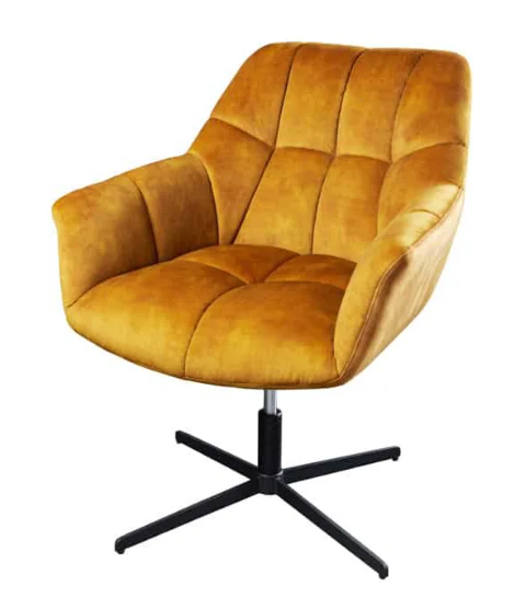 Drehbarer Designsessel „Papillon“ - Samt Senfgelb
