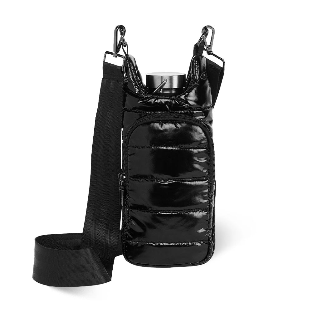 Kein Logo - Schwarze glänzende HydroBag® mit schwarzem Riemen