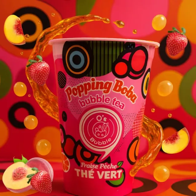 MHD 22.06.26 – Popping Boba Bubble Tea – Erdbeer Pfirsich - 480ml