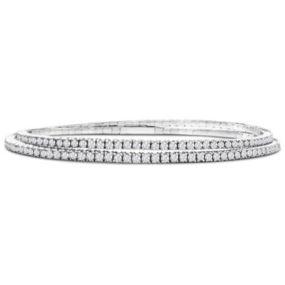 1 1/2 Karat Diamant Doppelreihe Flexibles Bangle-Armband aus 14K Weißgold