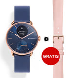 Withings ScanWatch 2 - 38mm Blue Rose Gold + Free Withings Leather Strap Pink