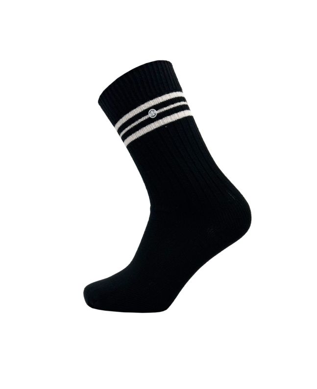Unisex Ribbed Socks with Stripes Black