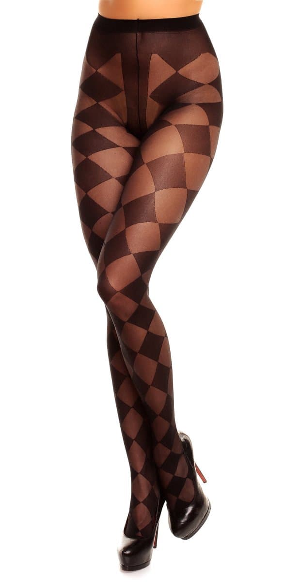 Glamory Diamond 20 Diamond Pattern Plus Size Tights - Black