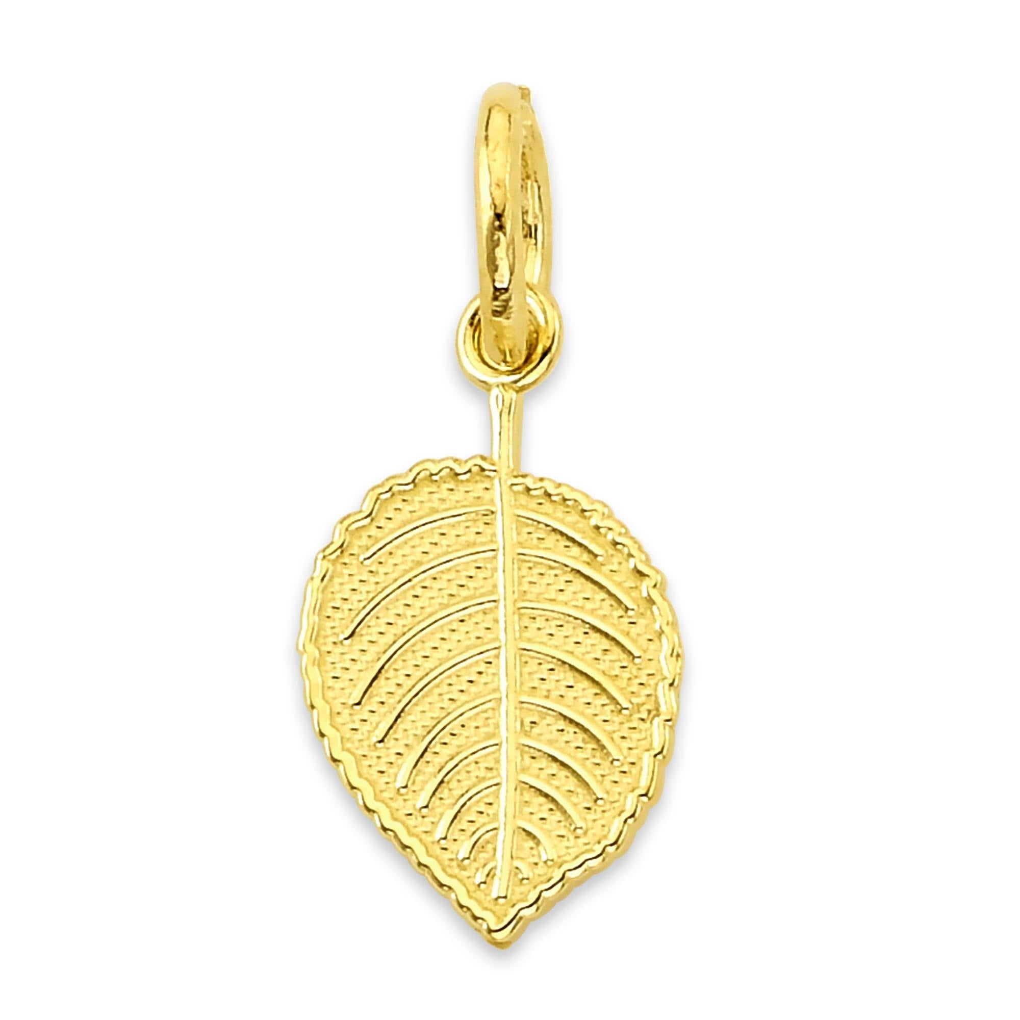 10k/14k Solider Goldblatt Charm - Saisonale Herbstschmuck für Armband