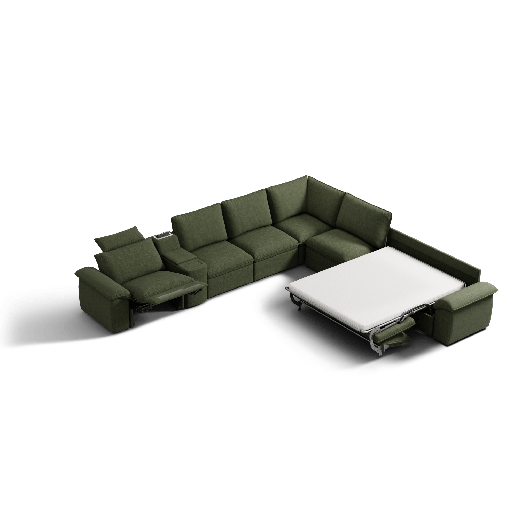 SOMA Oasis II 7-Sitzer V-förmiger vielseitiger Recliner mit verstecktem One-Pull Schlafsofa | Nap Armlehnen