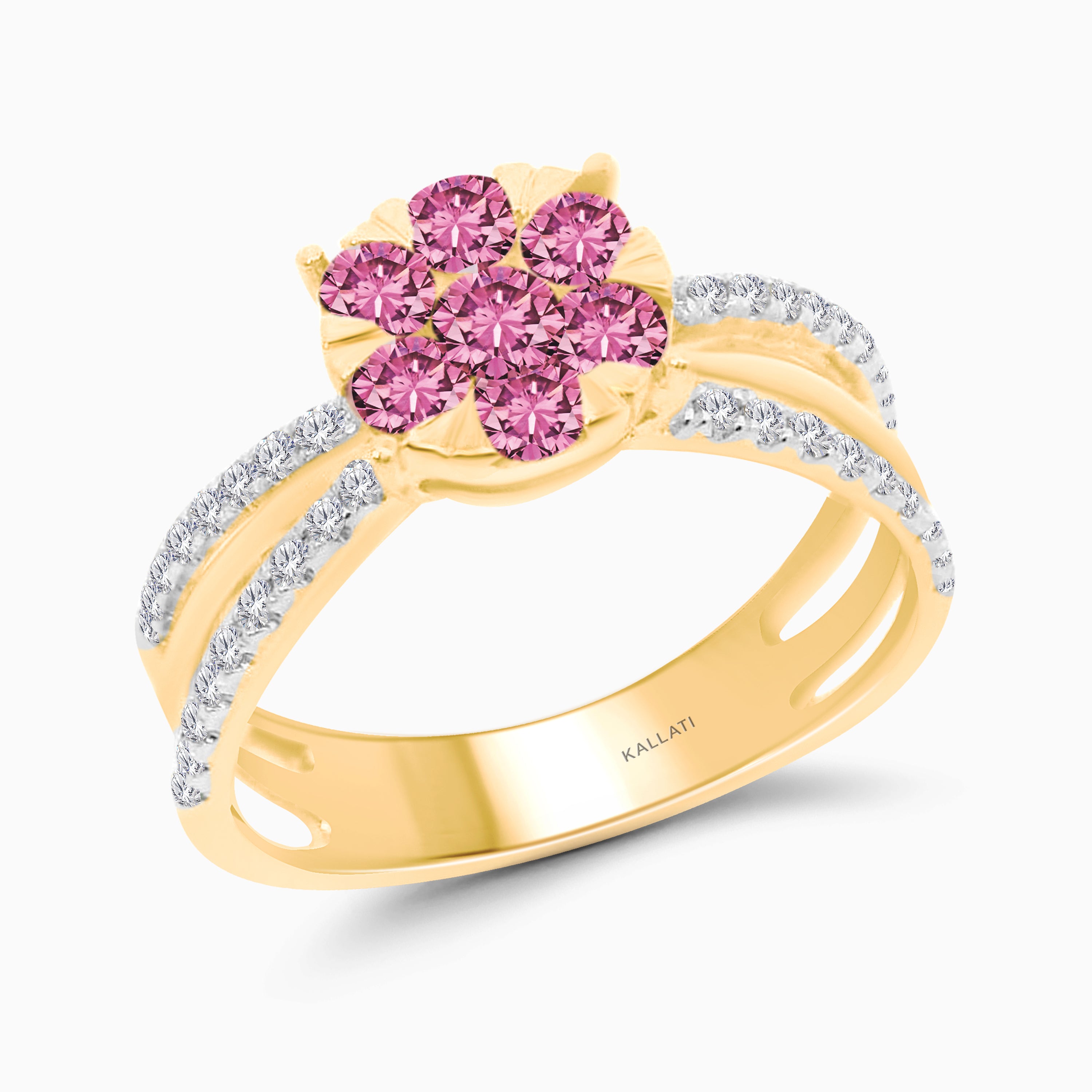 Kreuz Kreuz Pink Sapphire Blumenring