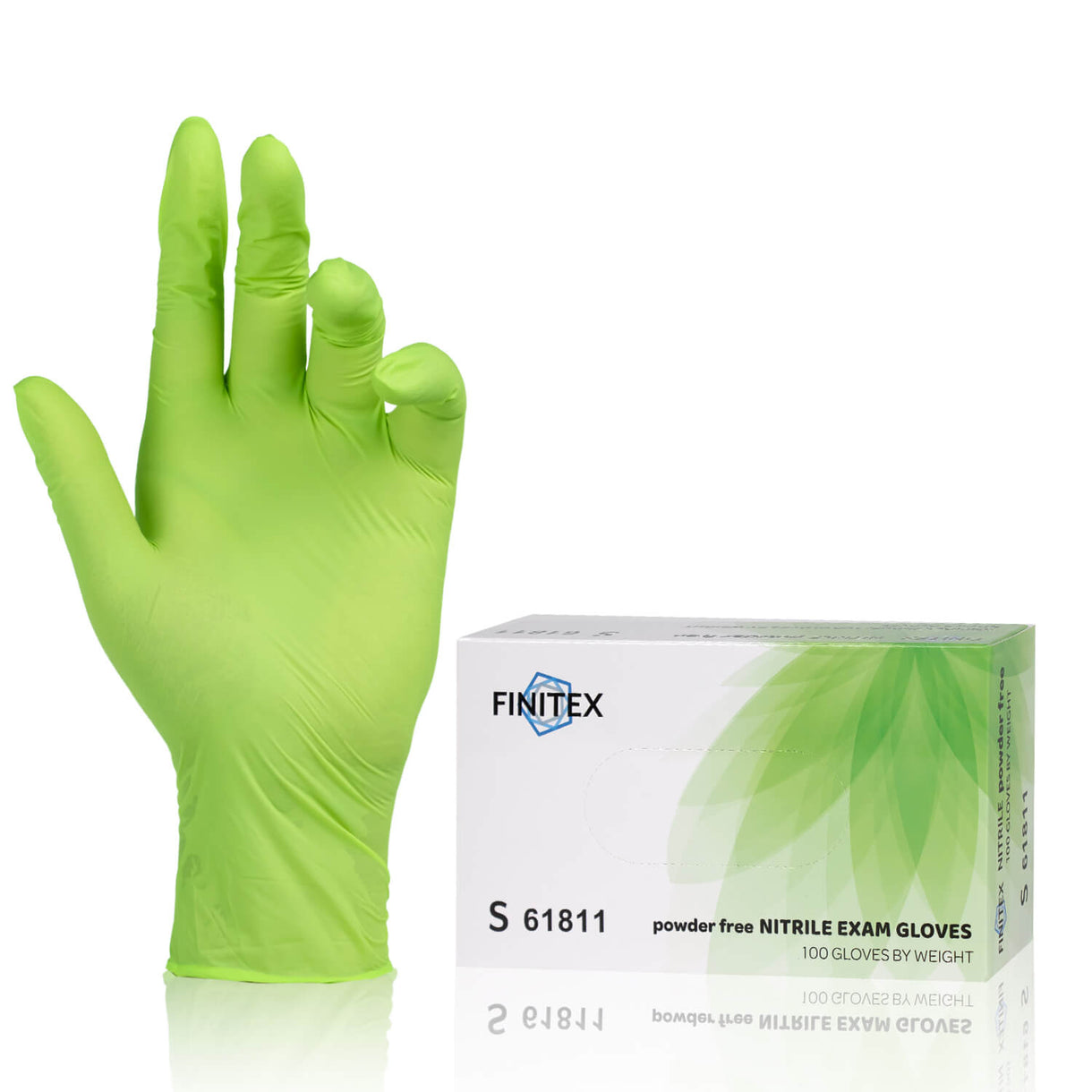 FINITEX Green Nitrile Gloves 3.2 Mil Exam Grade - 100, 300 & 1000pcs