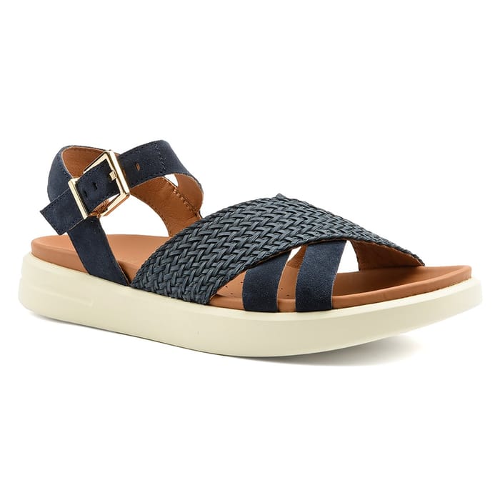 Geox XAND Velvet Leather and Raffia Sandals