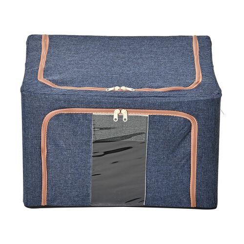 66L Stackable Storage Box with Metal Frame, Blue