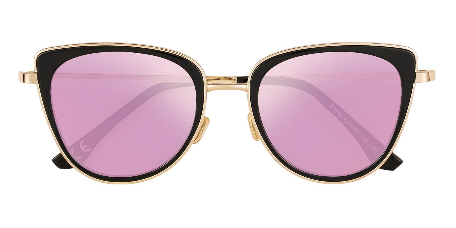 Sophia Schwarze Metall Cat Eye Sonnenbrille