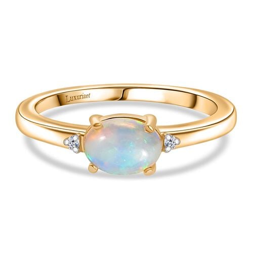 LUXURIANT DIAMOND- AA Natural Ethiopian Welo Opal and Lab Diamond Ring - 0.55 ct.