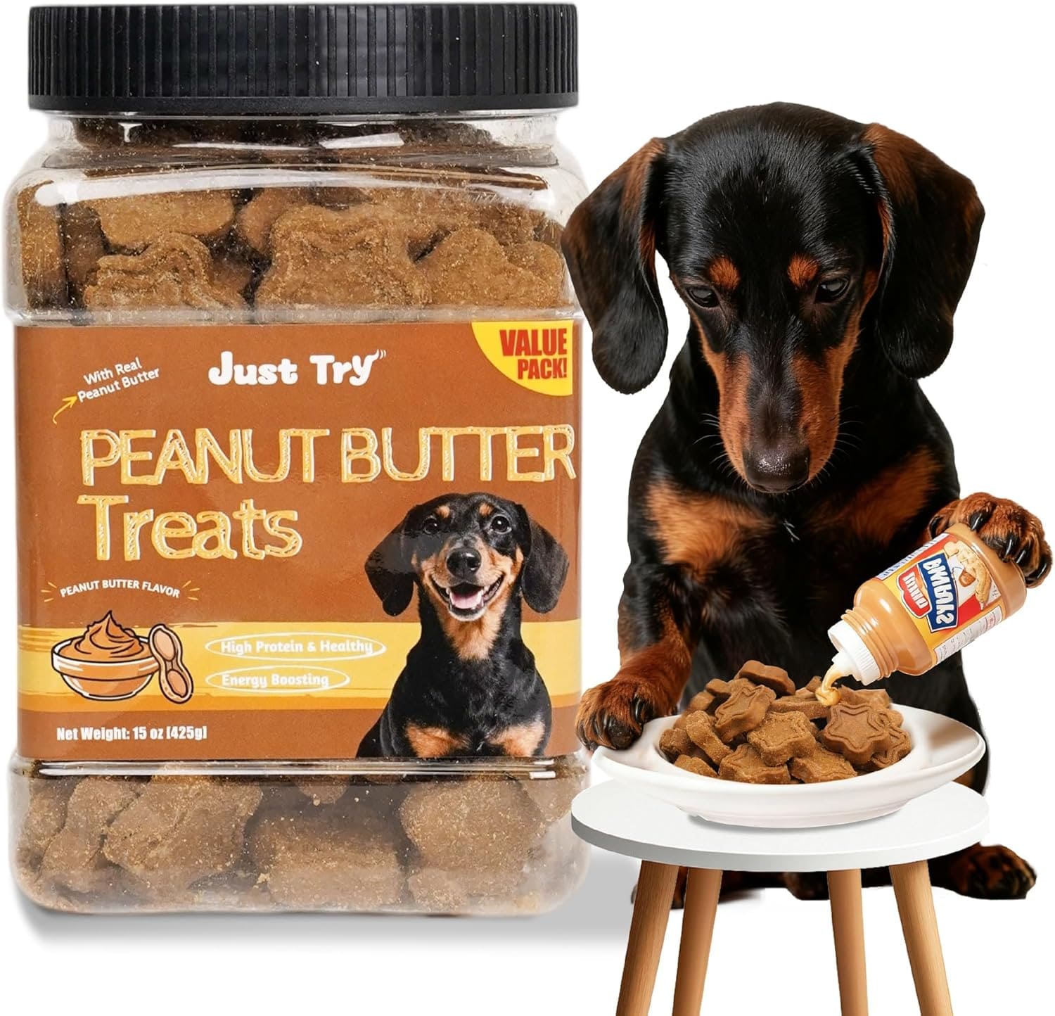 Just Try Erdnussbutter-Hundeleckerlis | Energie- und Immunsystemunterstützung Training Biscuit