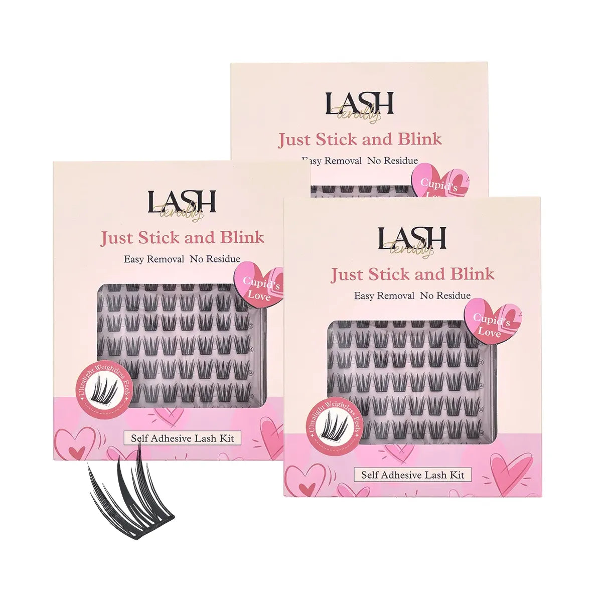 Cupid's Love Ultra-leichtes, selbstklebendes Wimpernset mit 3 Teilen