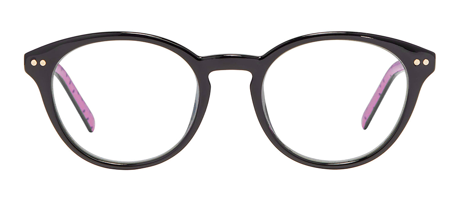 Kate Spade KS Kinslee 807 Runde Plastik Schwarze Lesebrille mit Klarem Blauen Blocklinsen