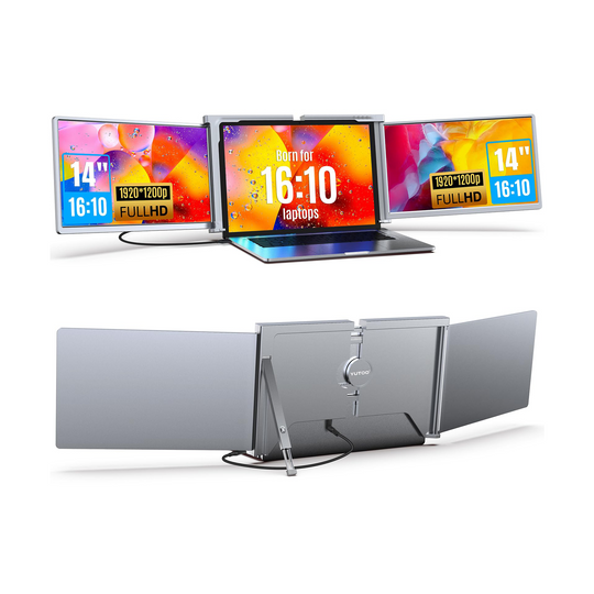 YUTOO 14" Triple Laptop Screen Extender, Only 1 Cable to Connect