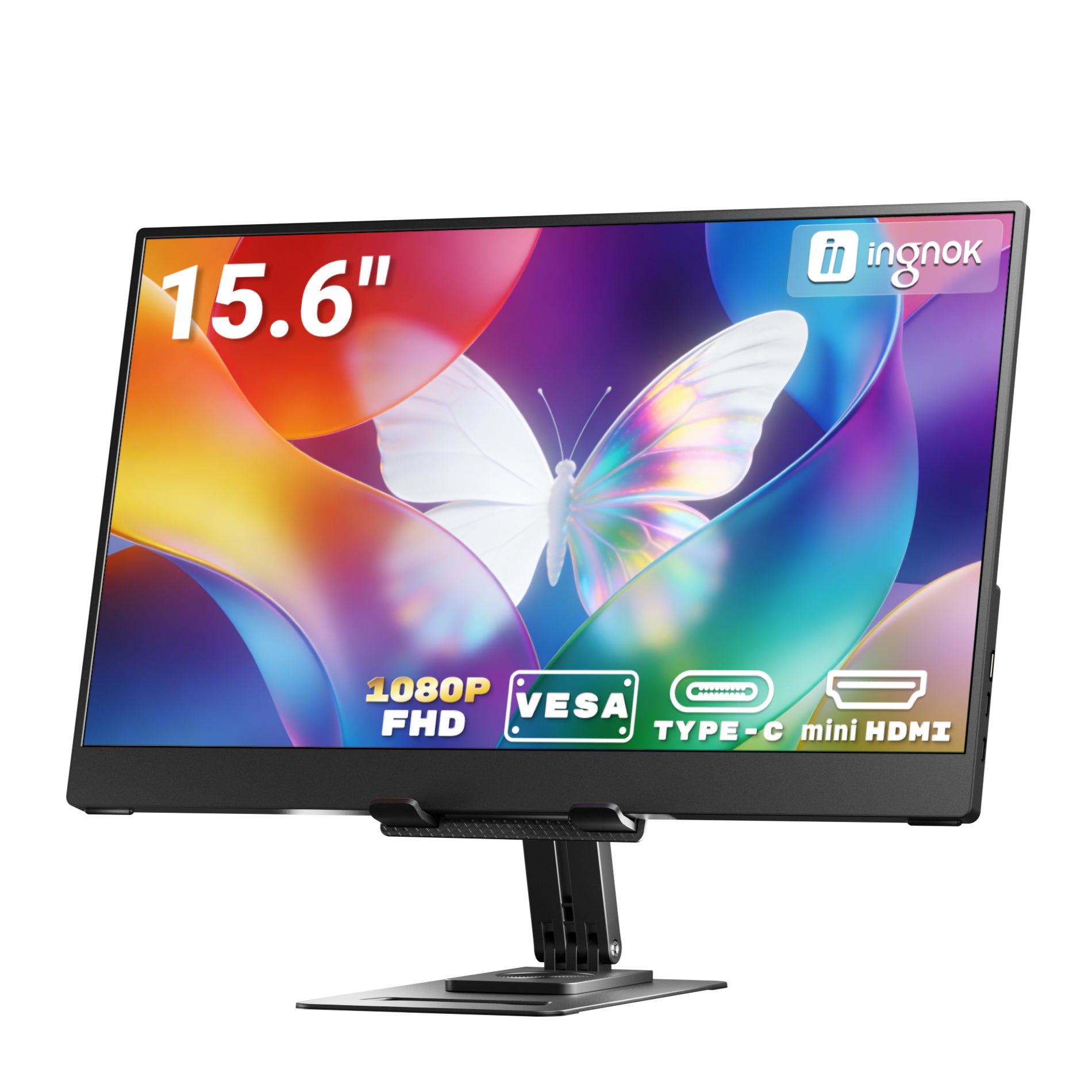 INGNOK YN02D 15,6" FHD tragbarer Monitor mit verstellbarem Standfuß