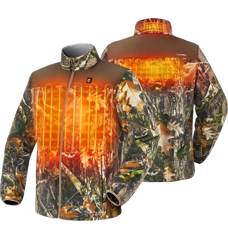 Men's & Women's Heated Jacket | Heated Fleece Jacket with Battery Pack & Camo Coats for Hunting, Fishing, Snowing | Black Heated Clothing & Rechargeable Apparel