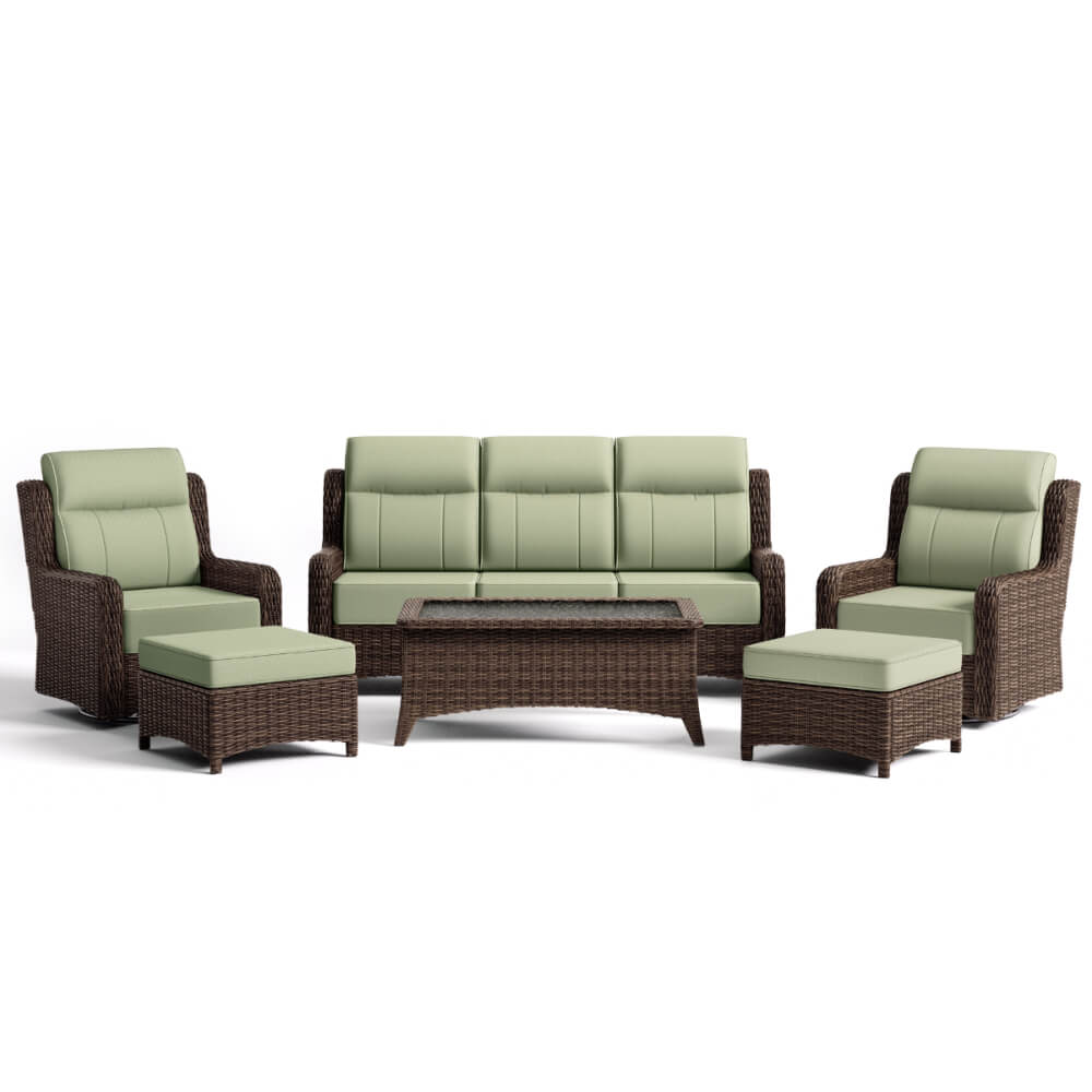LOAM Outdoor Rattan 6-teiliges Sofaset mit Couchtisch