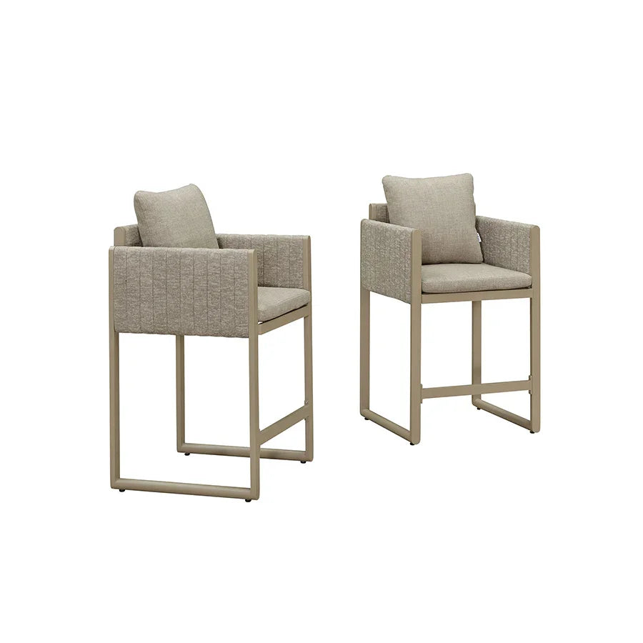 PURPLE LEAF Sanori Outdoor Barhocker Set von 2, Moderne Olefin-Weave Barstühle mit Rückenlehnenkissen für die Terrasse