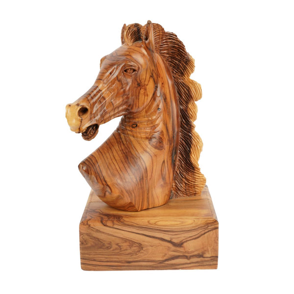 Hand-carved Horse Head from Olive Wood (Large) – Exclusive Wood Sculpture from Bethlehem (24 cm)