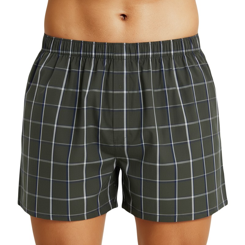 Hanro Boxershorts Dunkelgrün kariert
