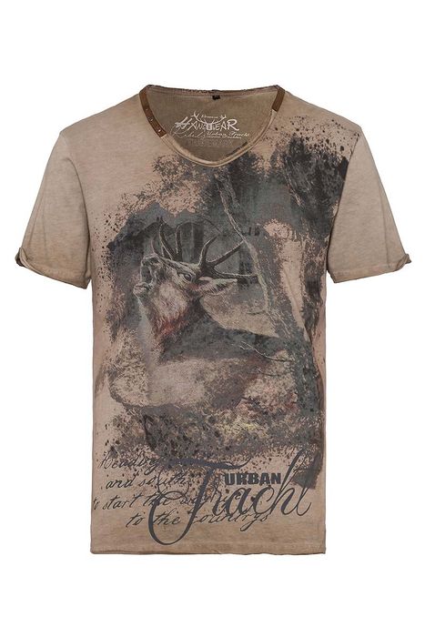 Trachtenshirt kurzarm hellbraun 'Urban Tracht' - Bryce 003792